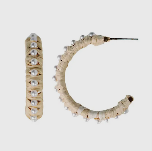 Studded pearl raffia hoop