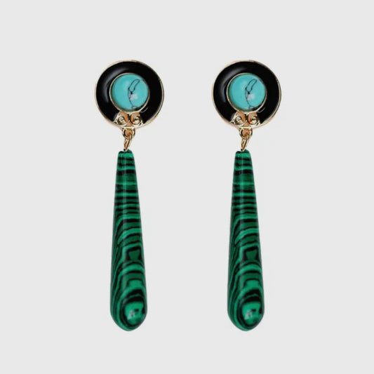 Turquoise + Malachite Drop Earrings