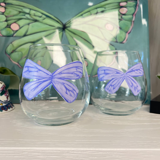 Purple Butterfly Wine Glass