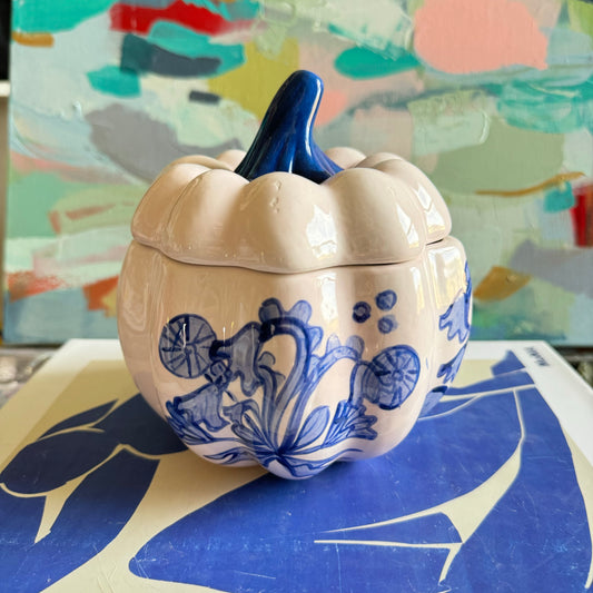 2024 Blue and White Pumpkin Jar