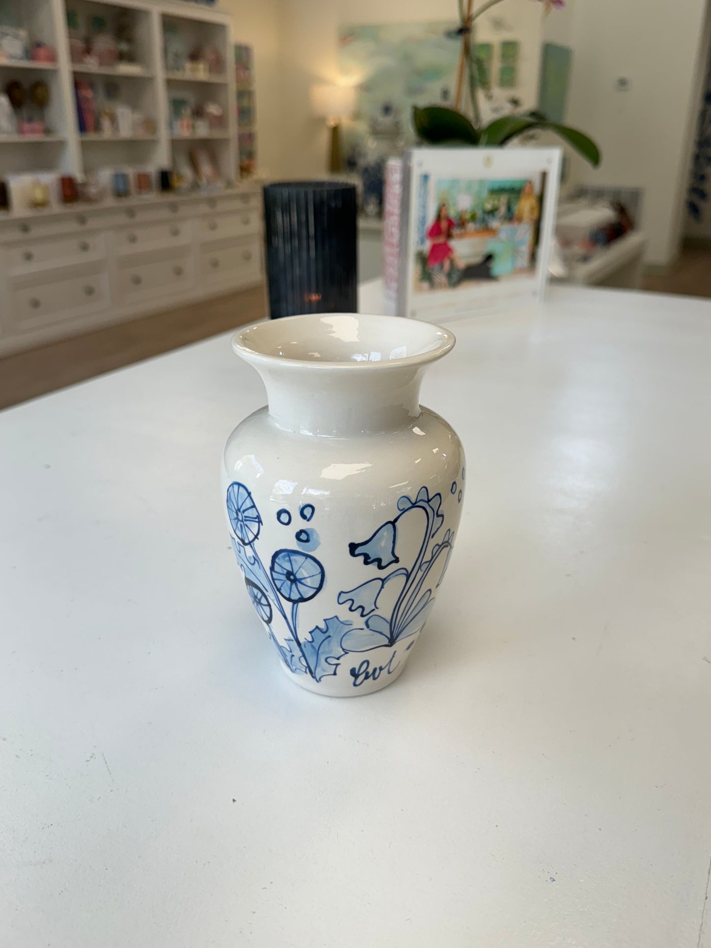 Small Blue and White Floral Vase