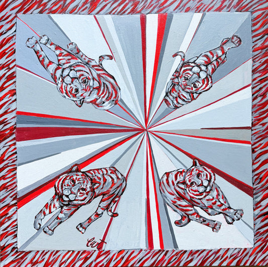 Cardinal + Grey Tiger Art Scarf