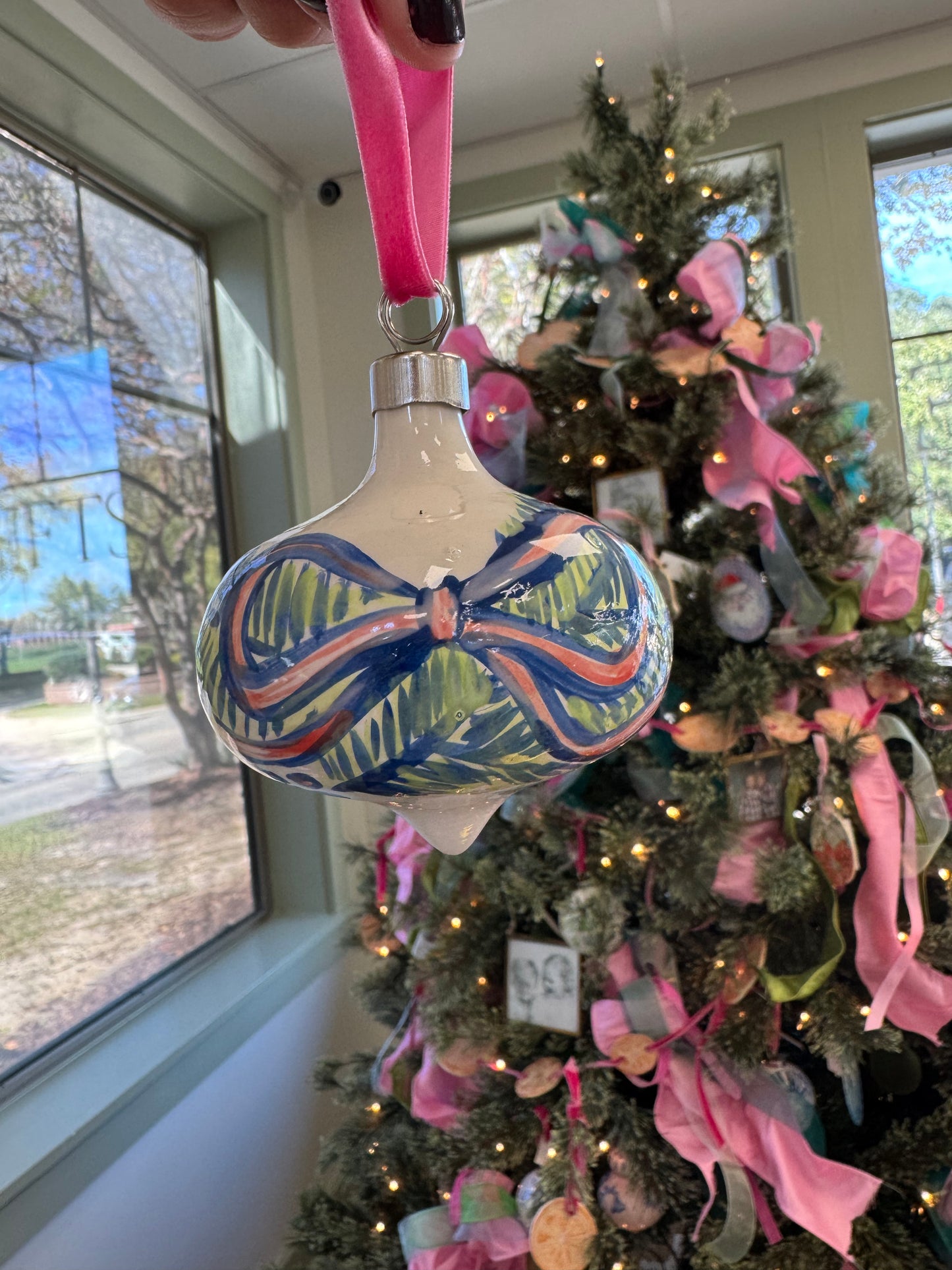 Striped Bow Retro Ornament